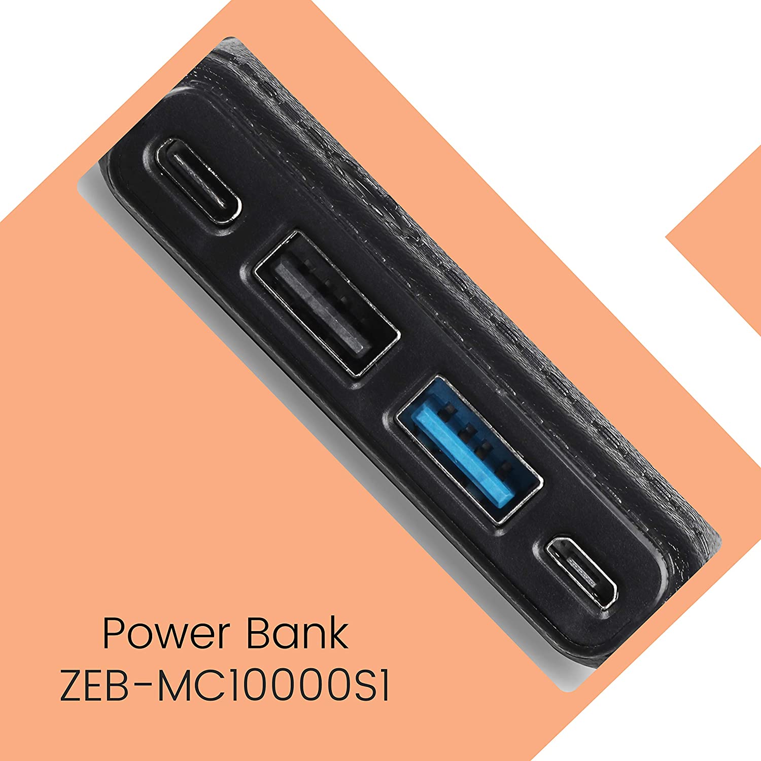 ZEBRONICS 10000 mAh Lithium Polymer Power Bank ZEB-MC10000S1, (Black)
