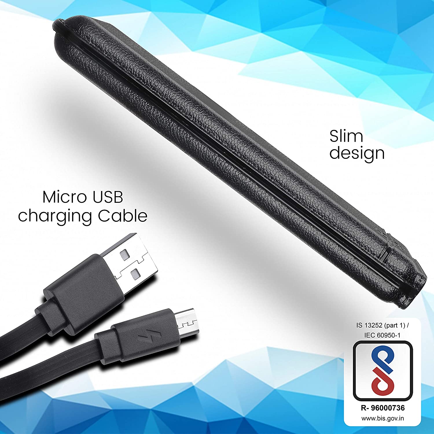 ZEBRONICS 10000 mAh Lithium Polymer Power Bank ZEB-MC10000S1, (Black)